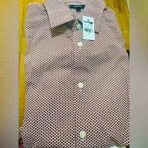 Express Men's Burgundy Geometric Button-Down Shirt